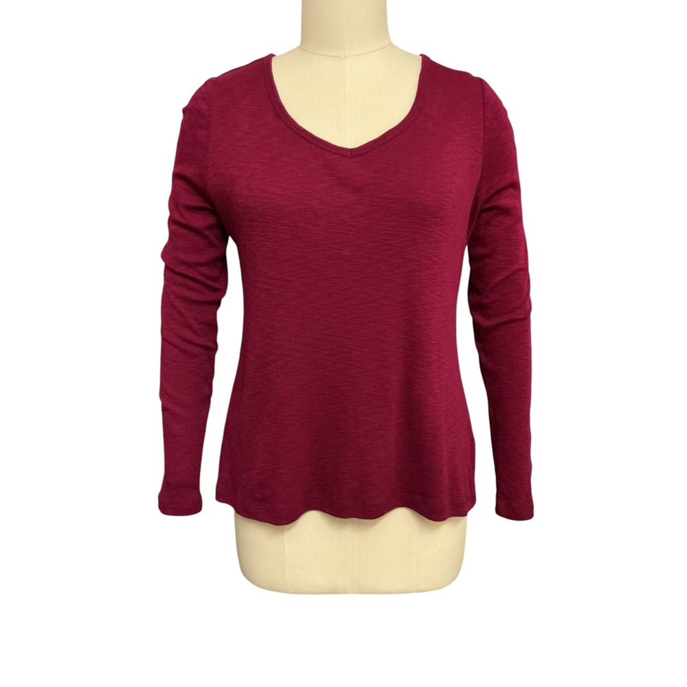 Peruvian Connection Pima Cotton Long Sleeve Scoop Neck Tee Shirt Top sz L
